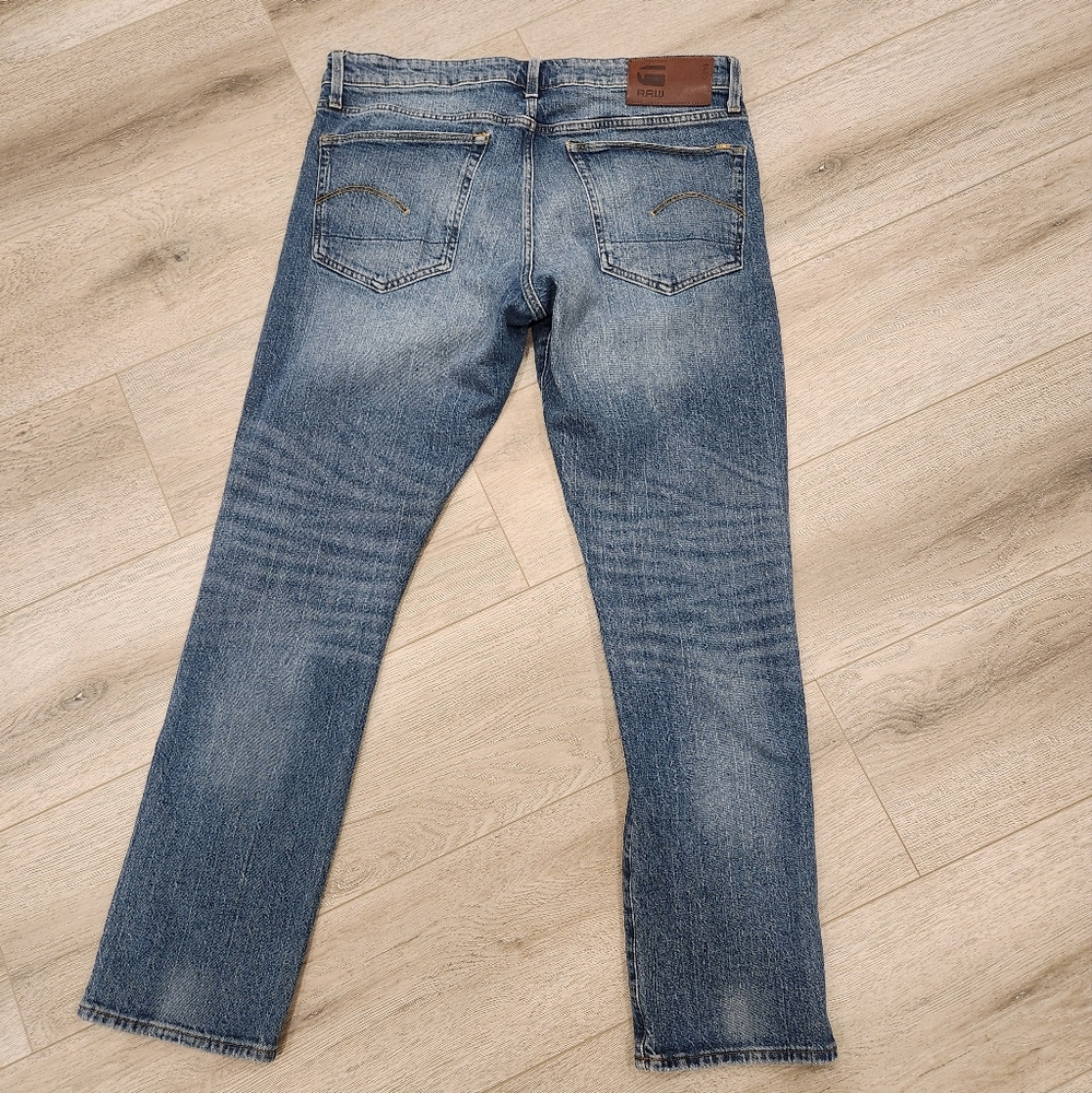 G-Star RAW Blue Straight Jeans Vintage Acid Wash Men's 36/32 Y2K